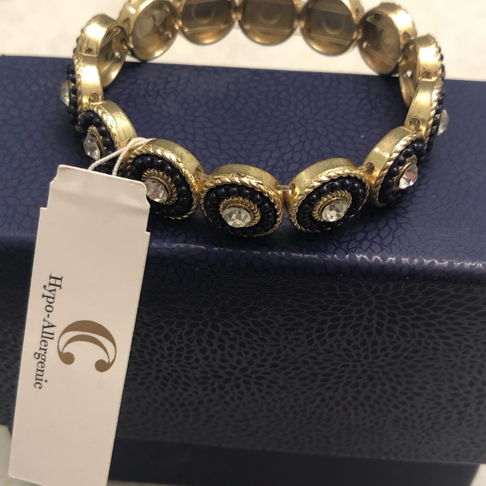 Gold, Navy, Crystal Bracelet